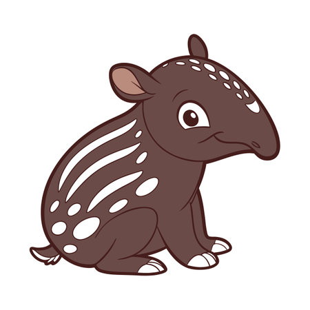 Cute cartoon tapir illustration on white background artworkのイラスト素材