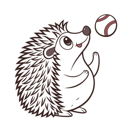 Playful Hedgehog with Ball Illustration in Cartoon Styleのイラスト素材