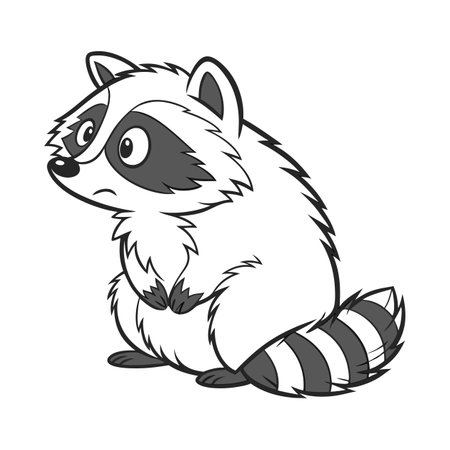 Cartoon raccoon illustration looking sad or worried animal characterのイラスト素材
