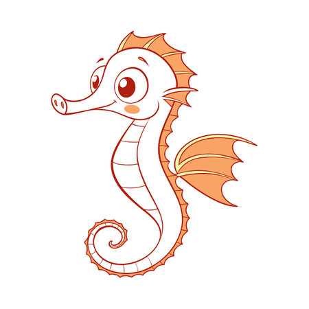 Cute cartoon seahorse illustration in simple graphic style designのイラスト素材