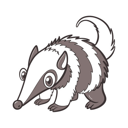Cartoon badger with striped fur, cartoon animal illustrationのイラスト素材