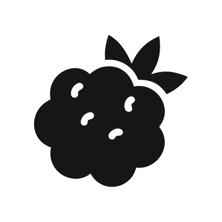 Isolated black raspberry icon on a solid black backgroundのイラスト素材