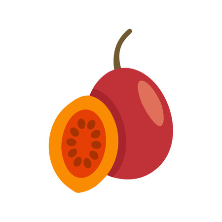Tamarillo fruit cut section isolated on black backgroundのイラスト素材