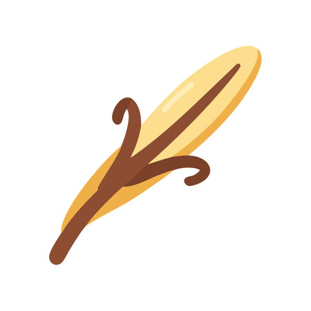 Stylized vanilla bean pod illustration on a black backgroundのイラスト素材