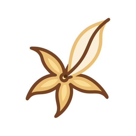Minimalist style vanilla flower illustration on plain black backgroundのイラスト素材
