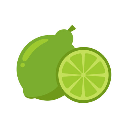 Lime and slice flat design illustration on black backgroundのイラスト素材