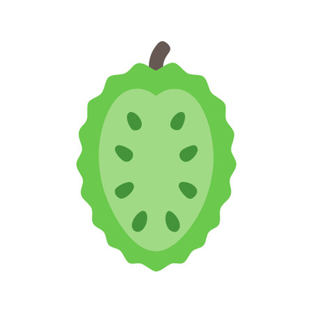 Flat vector illustration of a vibrant green bitter melonのイラスト素材