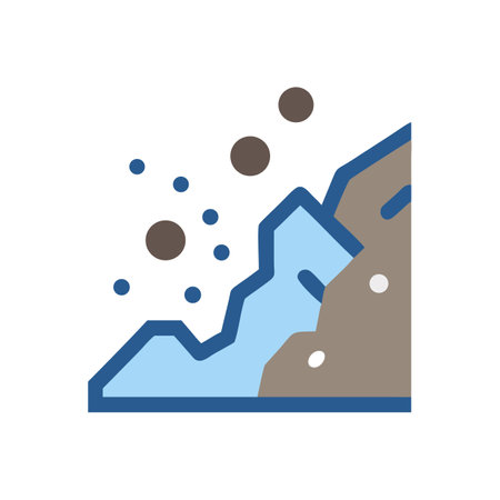 Abstract illustration of a landslide with falling rocksのイラスト素材
