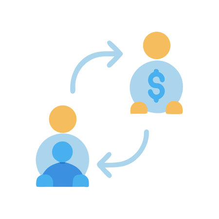 Flat vector illustration of money flow with circular arrowsのイラスト素材