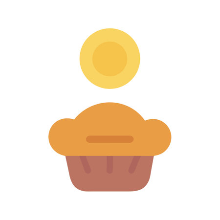 Cupcake Icon with Circle Shape on Top on Blackのイラスト素材