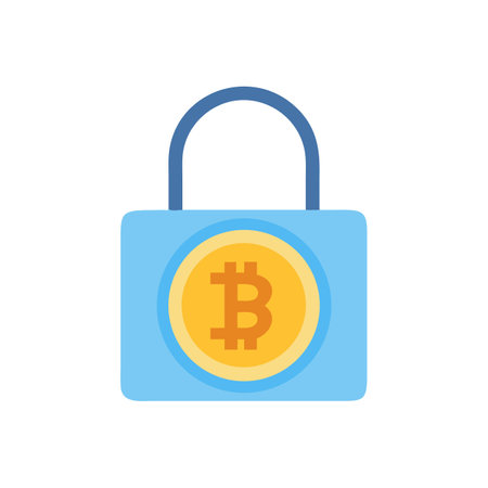 Bitcoin security concept lock icon in flat style designのイラスト素材