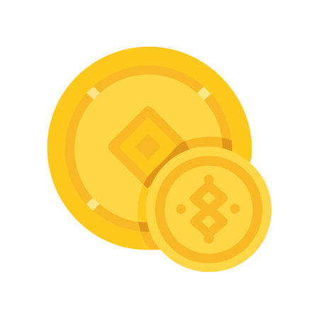Golden coins flat icon design for finance and businessのイラスト素材