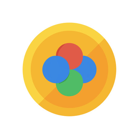 Abstract Geometric Design with Colorful Circles and Gold Backgroundのイラスト素材