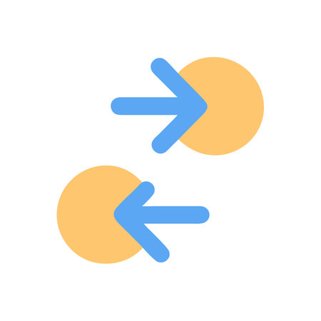 Simple flat design arrows pointing towards or away circlesのイラスト素材