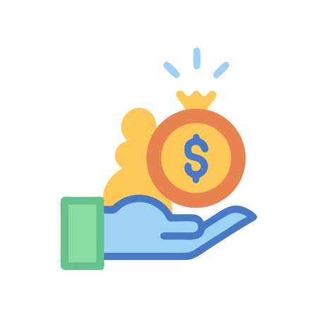 Hand holding a money bag, wealth and investment conceptのイラスト素材