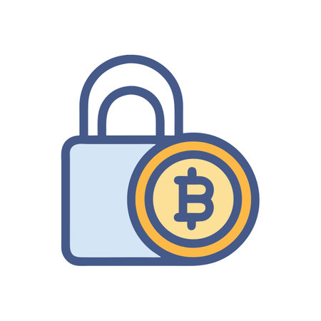 Bitcoin security concept with lock and coin symbol graphicのイラスト素材