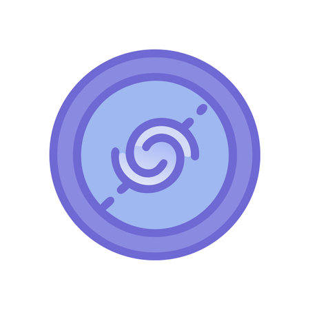 Lilac circular icon with spiral inside on black backgroundのイラスト素材