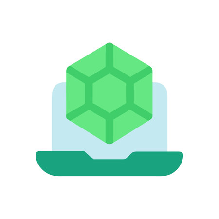 Laptop with geometric shape, modern flat design illustrationのイラスト素材