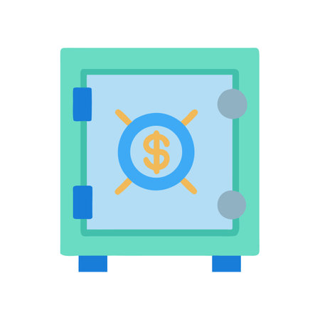 Stylized Money Safe Flat Illustration Isolated on Black Backgroundのイラスト素材
