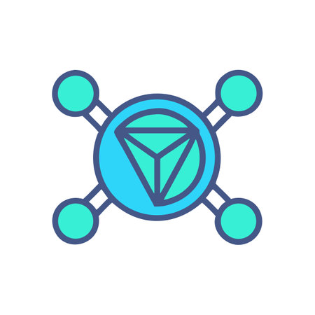 Network node connectivity with central triangle visual elementのイラスト素材