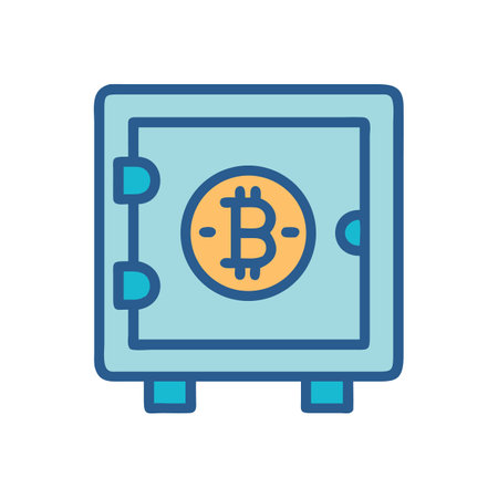 Bitcoin cryptocurrency secure storage vault for digital finance safetyのイラスト素材