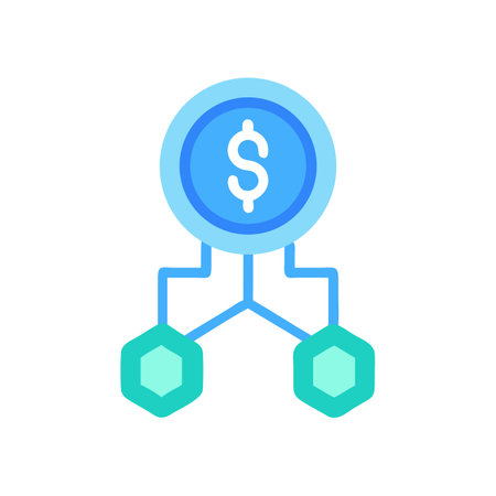 Digital financial distribution network and funds diagram in flat designのイラスト素材