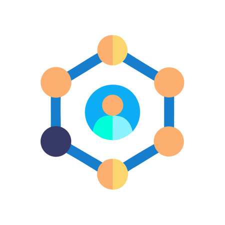 Connected Network of People in a Graphic Flat Designのイラスト素材
