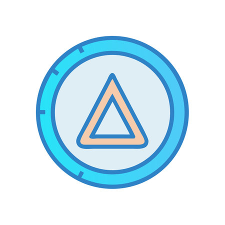 Blue circle with peach triangle inside a light backgroundのイラスト素材