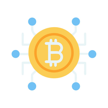 Bitcoin network illustration depicting digital currency connectivity in cyberspaceのイラスト素材