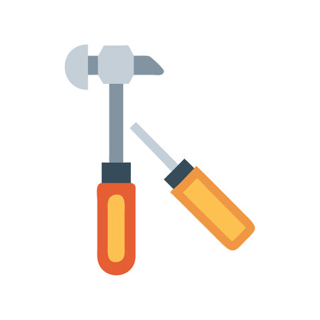 Hammer and screwdriver on black background, simple styleのイラスト素材