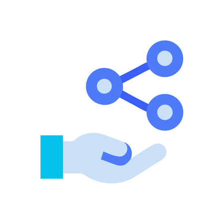 Hand presenting social sharing connection on black backgroundのイラスト素材