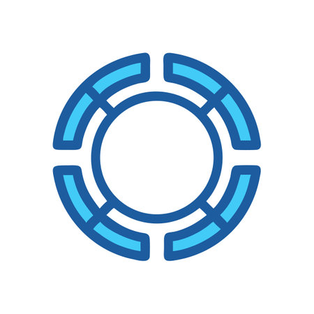 Abstract light and dark blue segmented ring on blackのイラスト素材