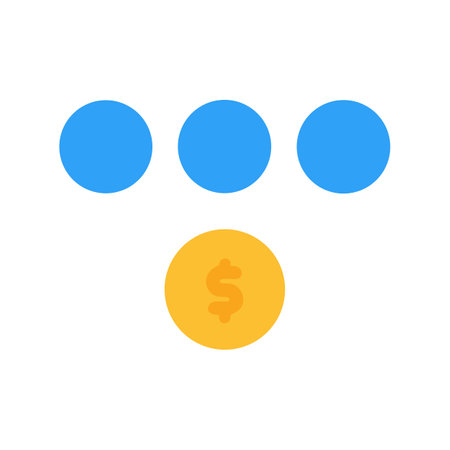 Three blue circles above a coin; financial abstract iconのイラスト素材