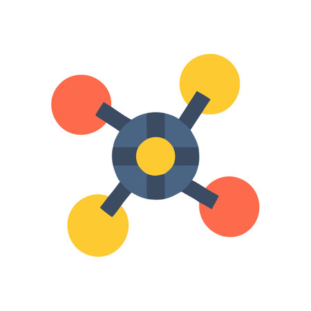Abstract Atom Structure Icon Against Black Background Concept Illustrationのイラスト素材