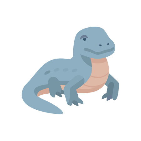 Cute cartoon blue lizard on black background illustrationのイラスト素材