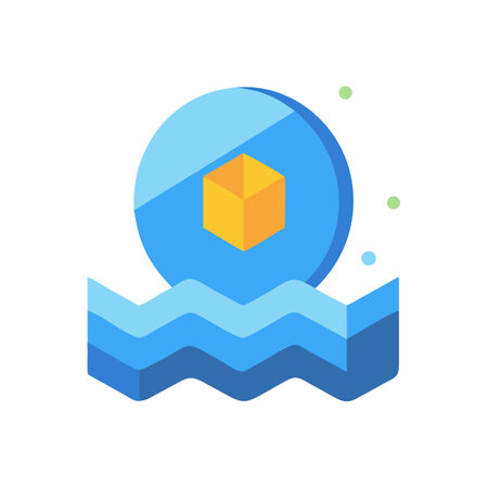Isometric icon showing cube, sphere, and wave designのイラスト素材