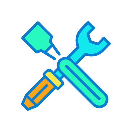 Crossed screwdriver and wrench flat vector graphic iconのイラスト素材
