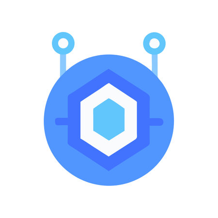 Minimalist geometric design of a stylized robot head iconのイラスト素材