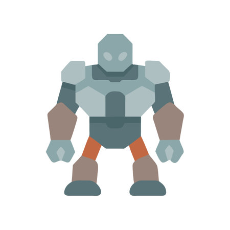 Flat design style illustration of a powerful steel robotのイラスト素材