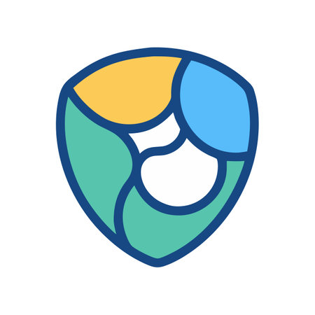 Geometric shield logo with curved shapes in pastel colorsのイラスト素材