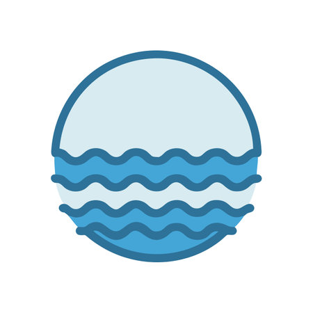 Flat design water waves icon in a circle shapeのイラスト素材