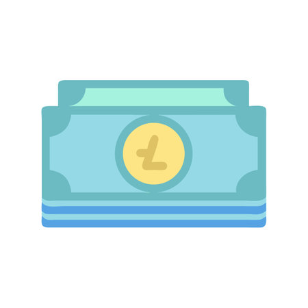 Stack of Litecoin bills for finance and cryptocurrency illustrationのイラスト素材