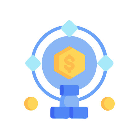 Conceptual flat design of a golden dollar inside targetのイラスト素材