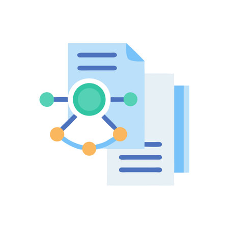 Data analysis report icon showing connection and documentationのイラスト素材