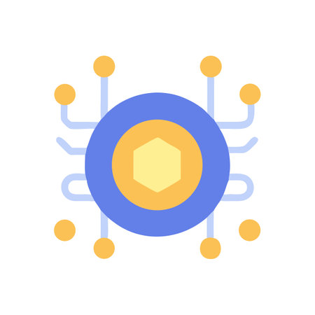 Digital Network Icon Representing Connectivity in Flat Design Styleのイラスト素材