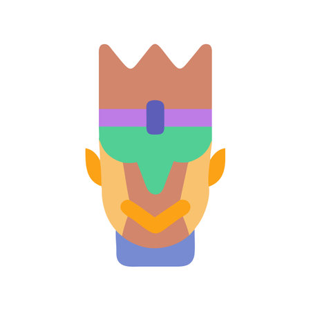 Colorful abstract icon of a tiki statue head designのイラスト素材