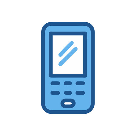 Simple icon design of a classic blue mobile phoneのイラスト素材