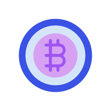 Minimalistic bitcoin icon with layered circles on black backgroundのイラスト素材