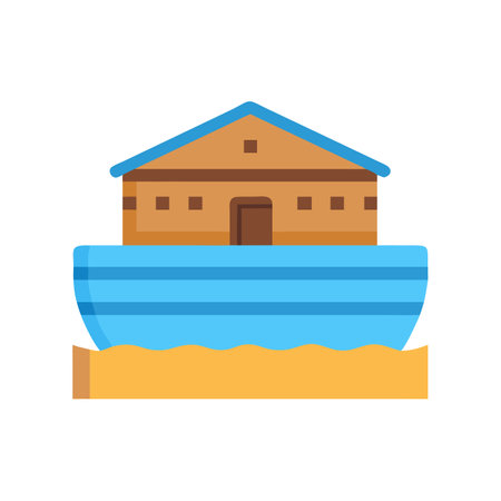 Stylized vector illustration of Noahs Ark on a black backgroundのイラスト素材