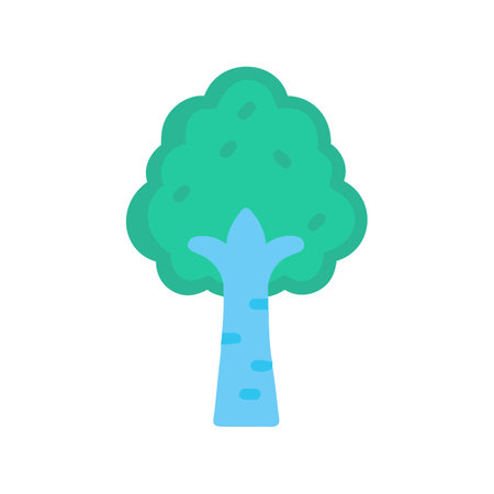 Isolated blue tree with green foliage on black backgroundのイラスト素材